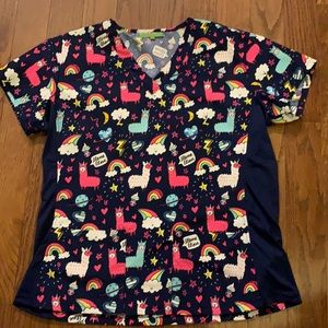 Green town scrub top